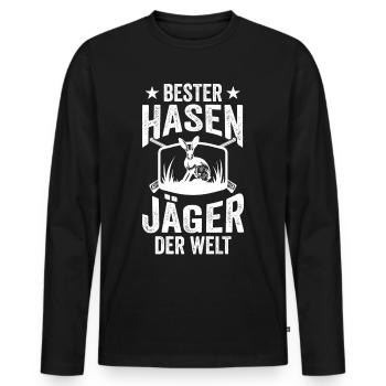 Hasenjäger Hasenjagd Kaninchenjagd Jäger - Männer Premium Bio Langarmshirt - Schwarz - Vorne - Nico (187cm)