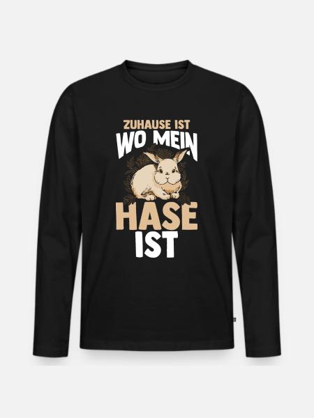 Kaninchen Hase - Männer Premium Bio Langarmshirt - Schwarz