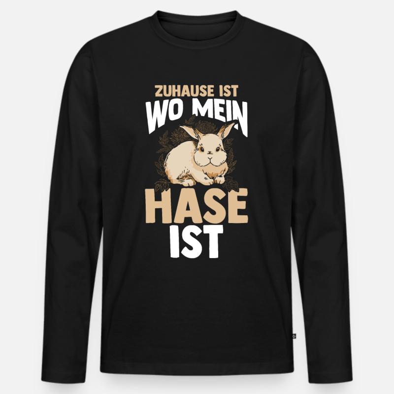 Kaninchen Hase - Männer Premium Bio Langarmshirt - Schwarz