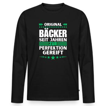 Bakers matured to perfection - Men's Premium Organic Long Sleeve Shirt - black - Front - Nico (187cm)