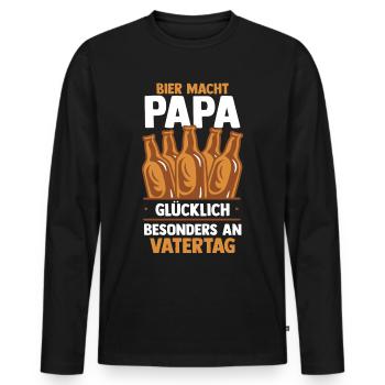 Papa Bier Vater Vatertag - Männer Premium Bio Langarmshirt - Schwarz - Vorne - Nico (187cm)