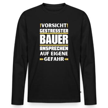 Ne parlez pas à un agriculteur stressé ! - T-shirt manches longues Premium bio Homme - noir - Devant - Nico (187cm)