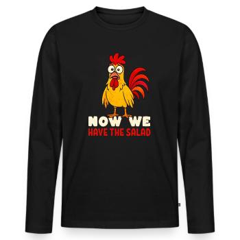 T-Shirt Fun Maintenant, nous avons la salade Lustige Sprüche - T-shirt manches longues Premium bio Homme - noir - Devant - Nico (187cm)