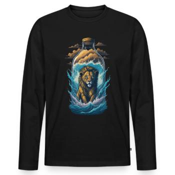 Bouteille de lion - T-shirt manches longues Premium bio Homme - noir - Devant - Nico (187cm)