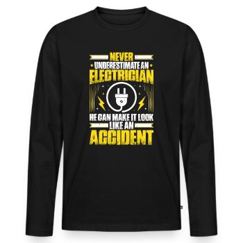 Électronicien Électricien Électroinstallateur - T-shirt manches longues Premium bio Homme - noir - Devant - Nico (187cm)