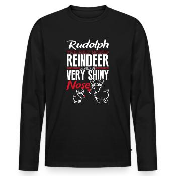 Christmas Rudolph Reindeer - Men's Premium Organic Long Sleeve Shirt - black - Front - Nico (187cm)
