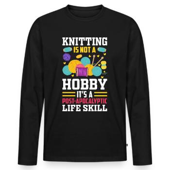 Stricken ist eine Lebenseinstellung - Männer Premium Bio Langarmshirt - Schwarz - Vorne - Nico (187cm)