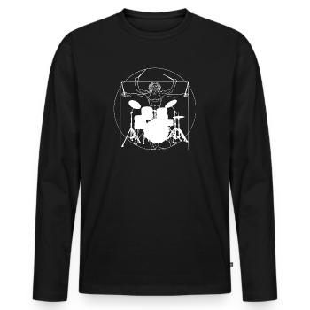 Drummer Vitruvian Man Drumsticks - T-shirt manches longues Premium bio Homme - noir - Devant - Nico (187cm)