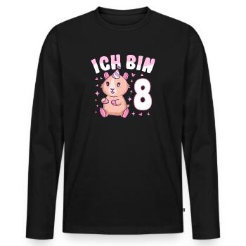 Meerschweinchen 8. Geburtstag Mädchen 8 Jahre alt - Männer Premium Bio Langarmshirt - Schwarz - Vorne - Nico (187cm)