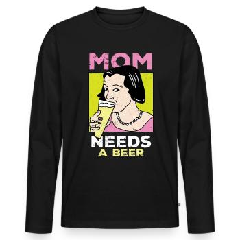 Beer Beer Drinker Party Pub Alcohol - Men's Premium Organic Long Sleeve Shirt - black - Front - Nico (187cm)