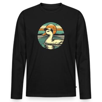 Coole Enten - Retro Vintage - Männer Premium Bio Langarmshirt - Schwarz - Vorne - Nico (187cm)
