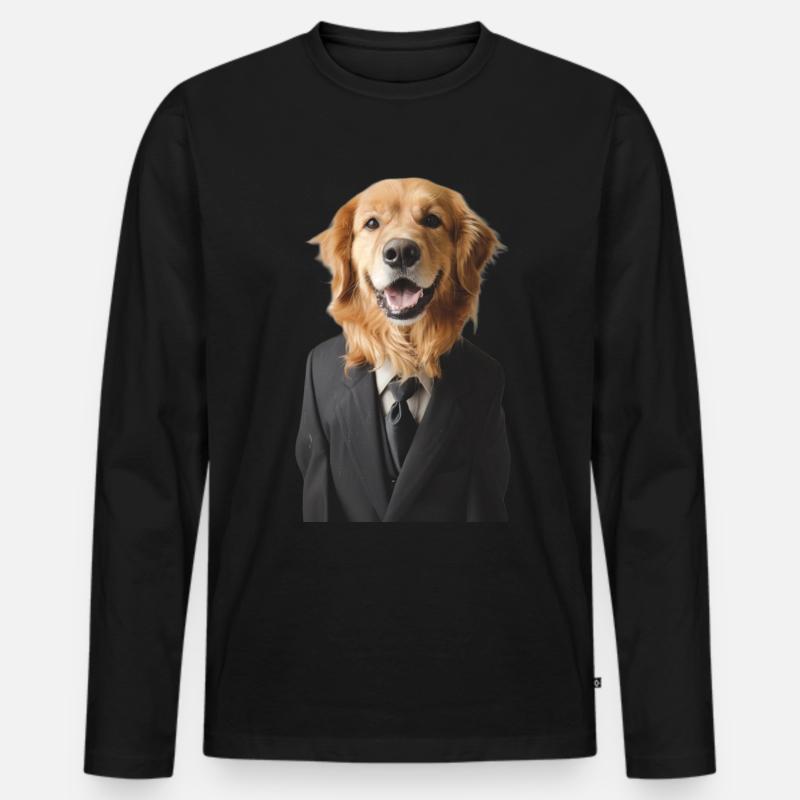 Hund - Männer Premium Bio Langarmshirt - Schwarz