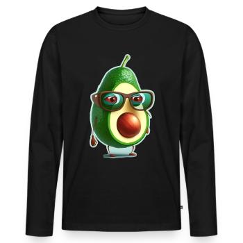 Cute Avocado Glasses Vegetarian Vegans - Men's Premium Organic Long Sleeve Shirt - black - Front - Nico (187cm)