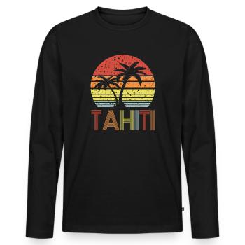 Tahiti - Men's Premium Organic Long Sleeve Shirt - black - Front - Nico (187cm)