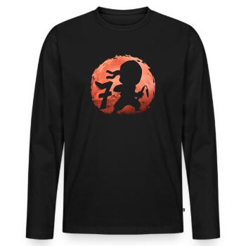 Little Ninja 7th Birthday Boy 7 years old - Men's Premium Organic Long Sleeve Shirt - black - Front - Nico (187cm)