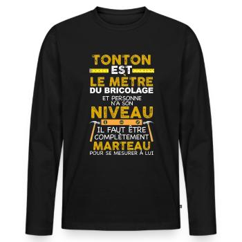 Le meilleur tonton bricoleur - T-shirt manches longues Premium bio Homme - noir - Devant - Nico (187cm)
