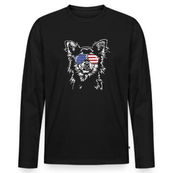 CHIHUAHUA America Flag Lunettes de soleil Chien Wilsigns - T-shirt manches longues Premium bio Homme - noir - Devant - Nico (187cm)