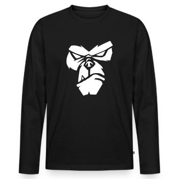 Poker Face | Gorille, Singe, Animaux, Bien-être animal - T-shirt manches longues Premium bio Homme - noir - Devant - Nico (187cm)