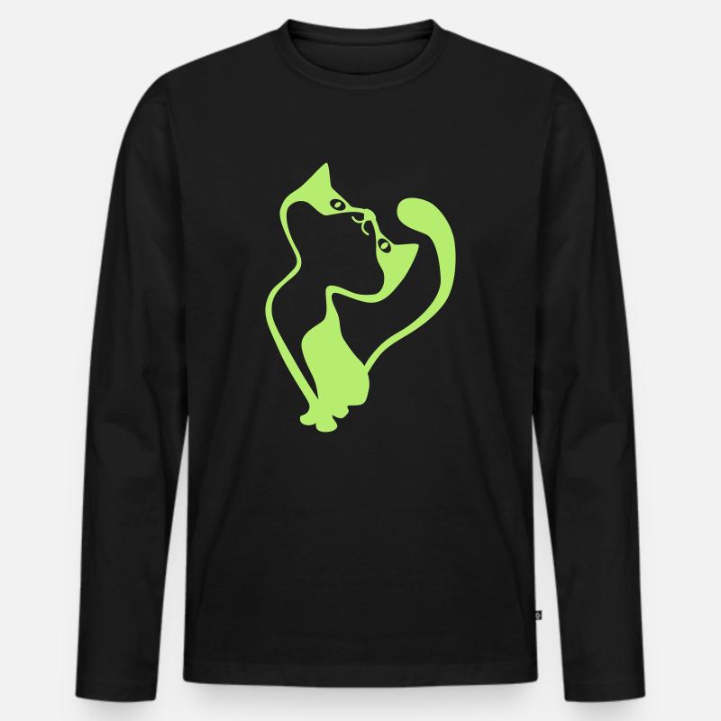 Katze - Männer Premium Bio Langarmshirt - Schwarz