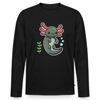 Enigma Axolotl Design for Axolotl Lovers - Men's Premium Organic Long Sleeve Shirt - black - Front - Nico (187cm)