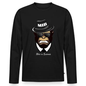 Gorilla, More in Business - Männer Premium Bio Langarmshirt - Schwarz - Vorne - Nico (187cm)