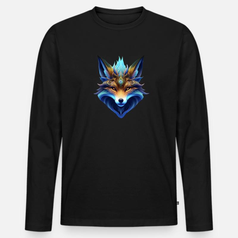 Fuchs - Männer Premium Bio Langarmshirt - Schwarz