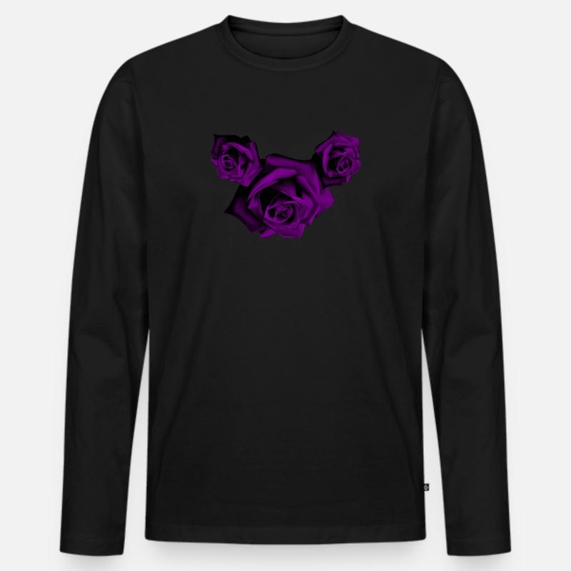 Rosen - Violette Rosen - Männer Premium Bio Langarmshirt - Schwarz