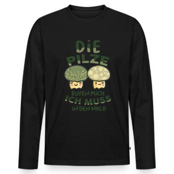 Pilzfresser Morcheljäger Pilzsammler - Männer Premium Bio Langarmshirt - Schwarz - Vorne - Nico (187cm)