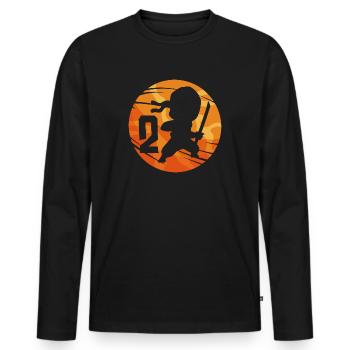 Ninja Fighter 2ème anniversaire Garçon 2 ans - T-shirt manches longues Premium bio Homme - noir - Devant - Nico (187cm)