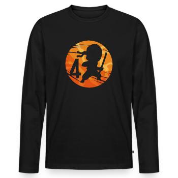 Ninja Fighter 4ème anniversaire Garçon de 4 ans - T-shirt manches longues Premium bio Homme - noir - Devant - Nico (187cm)
