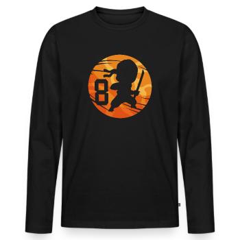 Ninja Fighter 8ème anniversaire Garçon de 8 ans - T-shirt manches longues Premium bio Homme - noir - Devant - Nico (187cm)