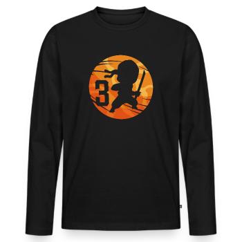 Ninja Fighter 3ème anniversaire Garçon 3 ans - T-shirt manches longues Premium bio Homme - noir - Devant - Nico (187cm)
