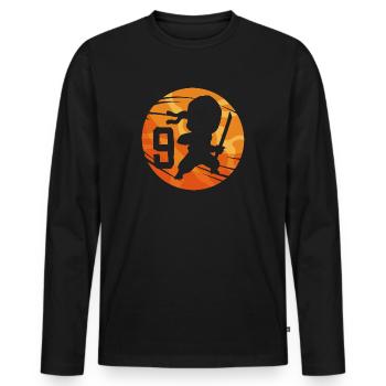 Ninja Fighter 9ème anniversaire Garçon de 9 ans - T-shirt manches longues Premium bio Homme - noir - Devant - Nico (187cm)