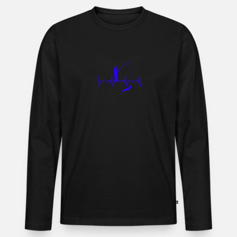 Angel Herzschlag - Männer Premium Bio Langarmshirt - Schwarz