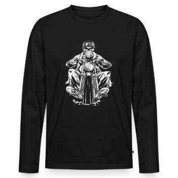 Biker skull on motorcycle - Men's Premium Organic Long Sleeve Shirt - black - Front - Nico (187cm)