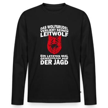 JGA Shirt Das Wolfsrudel verliert seinen Leitwolf - Männer Premium Bio Langarmshirt - Schwarz - Vorne - Nico (187cm)