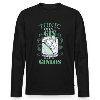 Tonic ohne Gin Ginlos - Männer Premium Bio Langarmshirt - Schwarz - Vorne - Nico (187cm)