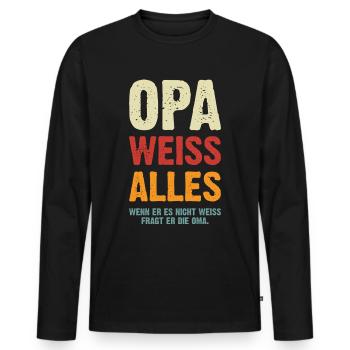 Opa Weiss Alles - Männer Premium Bio Langarmshirt - Schwarz - Vorne - Nico (187cm)