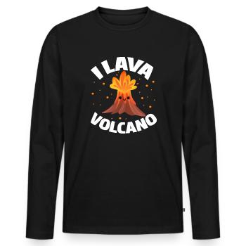 I Lava Volcano - Men's Premium Organic Long Sleeve Shirt - black - Front - Nico (187cm)
