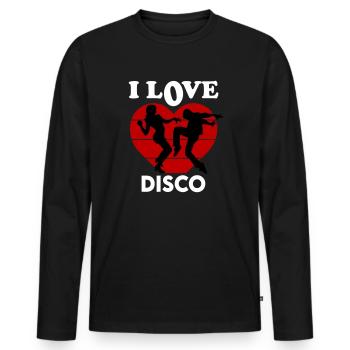 I Love Disco Ich liebe Disco Dancing Music Musik - Männer Premium Bio Langarmshirt - Schwarz - Vorne - Nico (187cm)