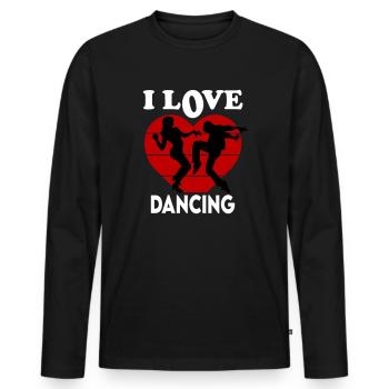 I Love Dancing Ich liebe tanzen Tanzschule - Männer Premium Bio Langarmshirt - Schwarz - Vorne - Nico (187cm)