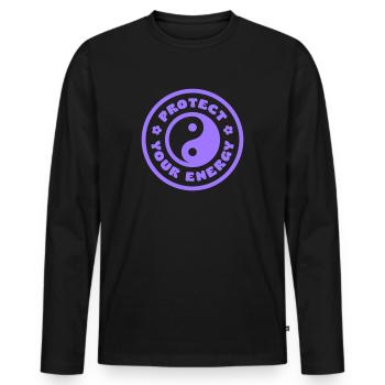 Protégez votre énergie - T-shirt manches longues Premium bio Homme - noir - Devant - Nico (187cm)