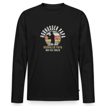 Hornusser Papa - Männer Premium Bio Langarmshirt - Schwarz - Vorne - Nico (187cm)