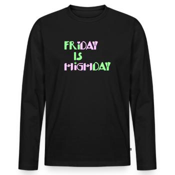 Friday is Highday - Männer Premium Bio Langarmshirt - Schwarz - Vorne - Nico (187cm)