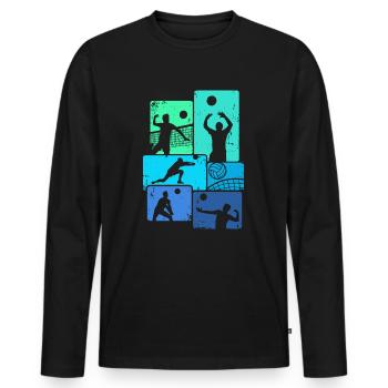 Joueur de volley-ball Vintage Volley-ball Volley - T-shirt manches longues Premium bio Homme - noir - Devant - Nico (187cm)