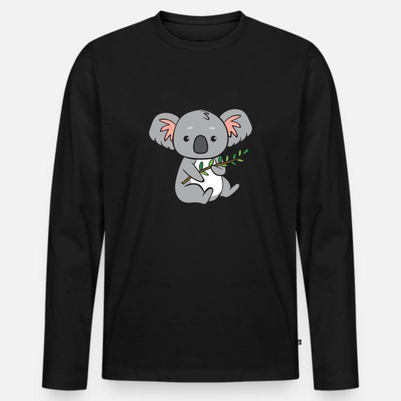 Koala - mit Ast - Männer Premium Bio Langarmshirt - Schwarz