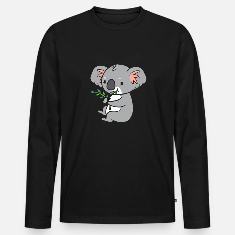 Koala - isst Eukalyptus - Männer Premium Bio Langarmshirt - Schwarz