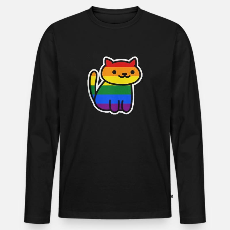 Cat Pride Gay - Männer Premium Bio Langarmshirt - Schwarz