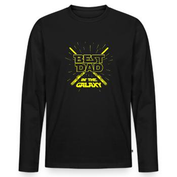 Bester Papa in der Galaxy Vatertag Vater Geschenk - Männer Premium Bio Langarmshirt - Schwarz - Vorne - Nico (187cm)