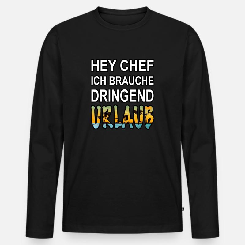 Ich brauche Urlaub - Männer Premium Bio Langarmshirt - Schwarz